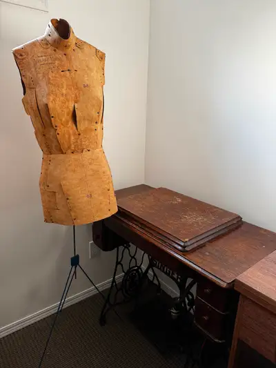 Unique rare vintage dress form mannequin produced in the 1970’s made of card stock with a wire stand...