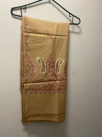 Beige Hand Embroidered Shawl , View more
