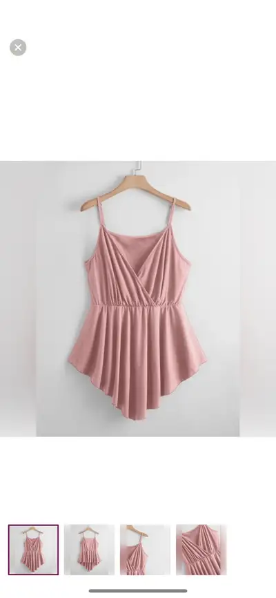 Plus Surplice Front Dip Hem Cami Top pink , View more
