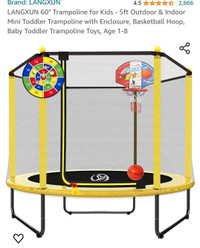 Trampoline with enclosure for kids - 60 inch - 1 to 7 years
