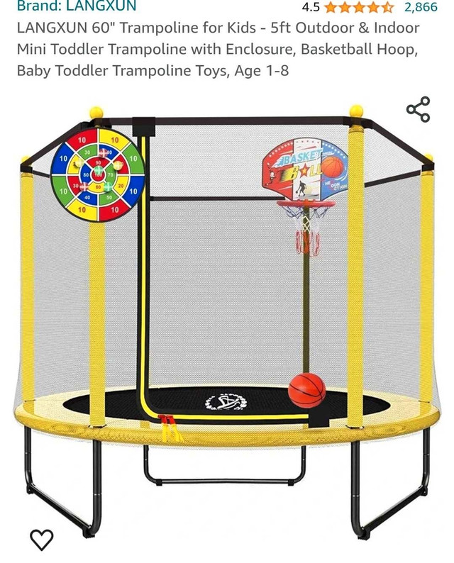 Trampoline with enclosure for kids - 60 inch - 1 to 7 years in Toys & Games in London