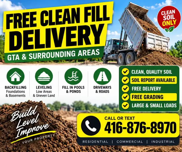 FREE CLEAN FILL DELIVERY – GTA & Surrounding Areas
