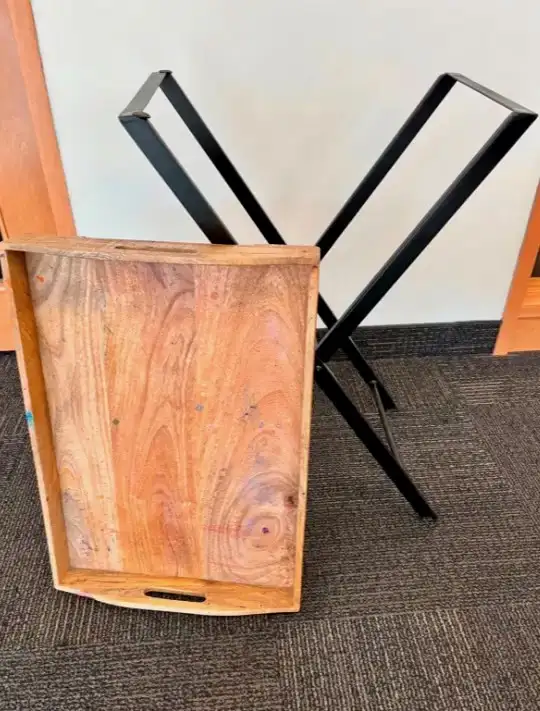 Rustic Foldable Wooden-Metal Tray Table64141847897858121