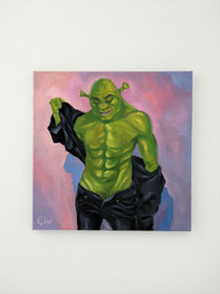 Shrek Oil painting on 12x12" stretched canvas