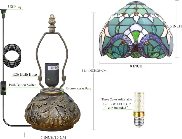 Small Tiffany Mushroom Table Lamp Baroque Style Shade W8H11 Inch in Indoor Lighting & Fans in City of Toronto - Image 4