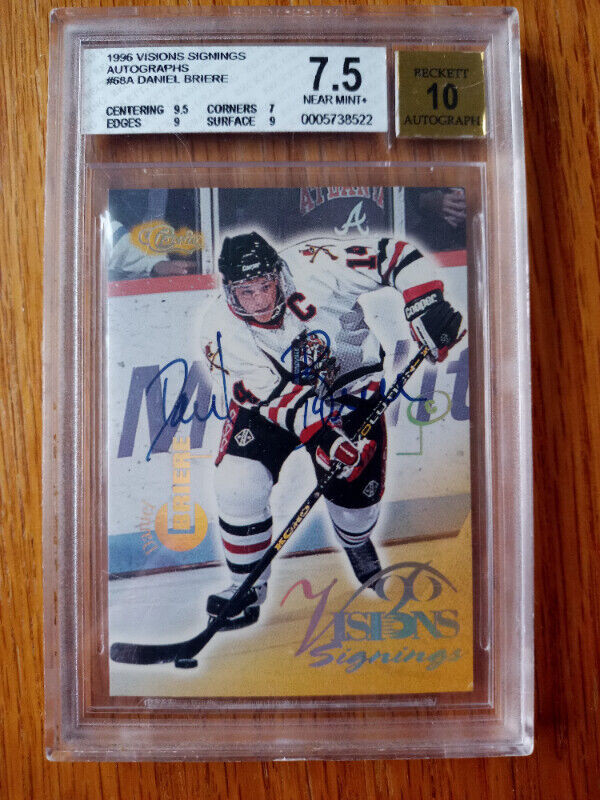 1996 Visions Signings Autographs Gold #8 Daniel Briere bgs 7.5 in Arts & Collectibles in St. Catharines - Image 2