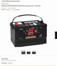Batterie voiture  groupe 65, 750 ADF