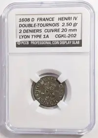 1608 D FRANCE, HENRI IV, DOUBLE-TOURNOIS, TRÈS RARE, Monnaie