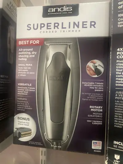 Get precision outlining, dry shaving, and fading with this Andis Superliner corded trimmer! This ver...