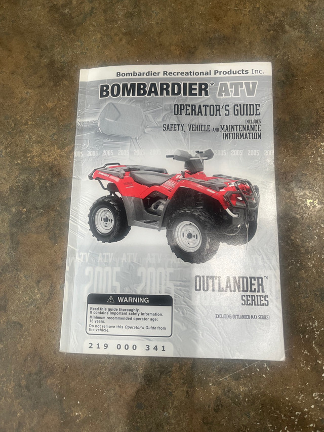 2005 CanAm Outlander 330 Owners manual  in ATV Parts, Trailers & Accessories in London