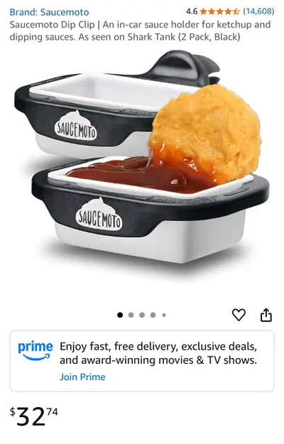 A new Saucemoto Dip Clip, an in-car sauce holder designed for ketchup and dipping sauces, as seen on...