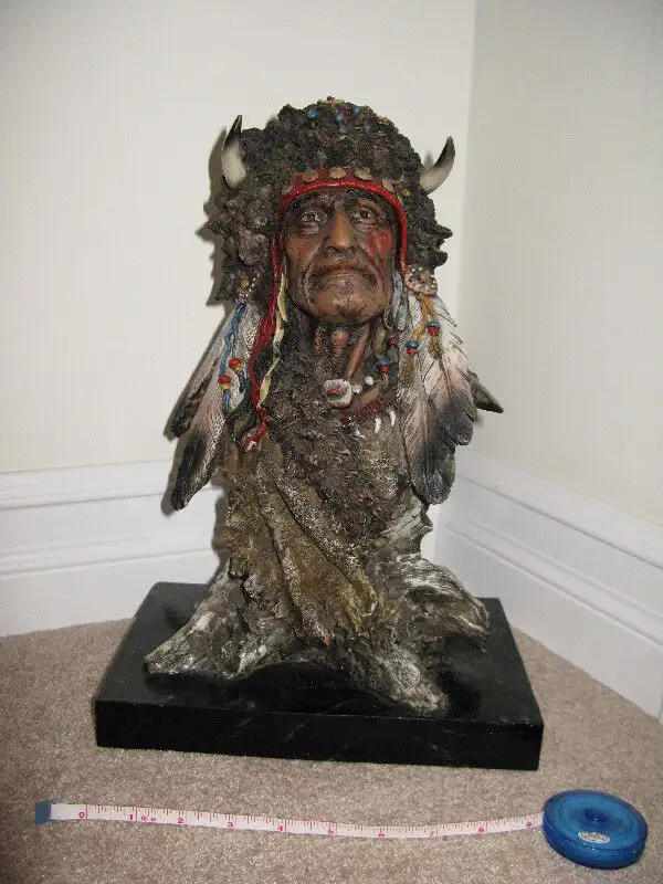 SIGNED Limited Edition Native American Warrior Bison Chief Bust in Arts & Collectibles in City of Halifax - Image 9