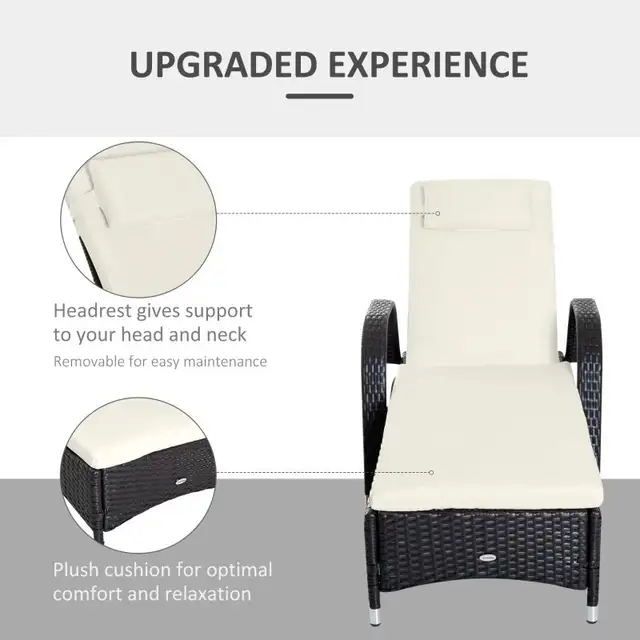 Wicker Chaise Lounge, Outdoor Lounge Chair, PE Rattan Patio Sun in Patio & Garden Furniture in Markham / York Region - Image 6