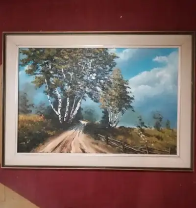 If the ad is still up, it is available! Original painting on canvas, 43" x 31" Frame: 43 x 31 inches...