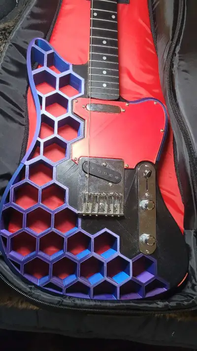 Purple and Red 3D Printed Guitar , View more