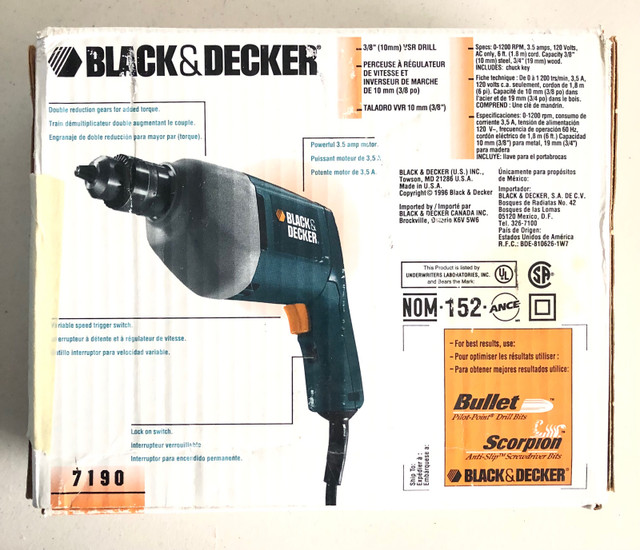 Black & Decker 3.5A 3/4” VSR Corded Drill EUC in Power Tools in North Bay - Image 2