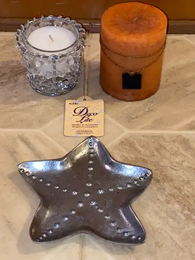 Lot of 2 New Candles Long Life Deco Lite & Star Fish Tray Holder, View more