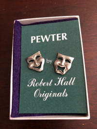 Tragedy and comedy pewter earrings - brand new