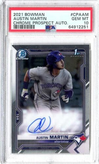 2021 Bowman Chrome Prospects Austin Martin RC Auto PSA 10