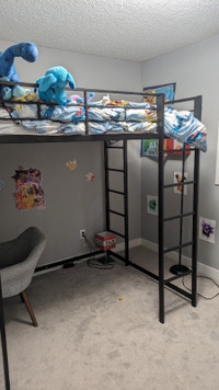 Double loft bed in black and silver