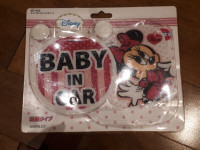 Minnie mouse baby in car sign