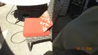 Patio table and  4 wicker-like(woven) chairs,Sunbrella cushions