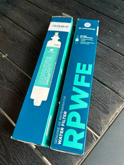 I have two new genuine original GE RPWFE Refrigerator Water Filters still sealed in their original p...