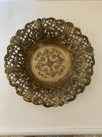 Vintage Ornate Brass Lace Edge Dish