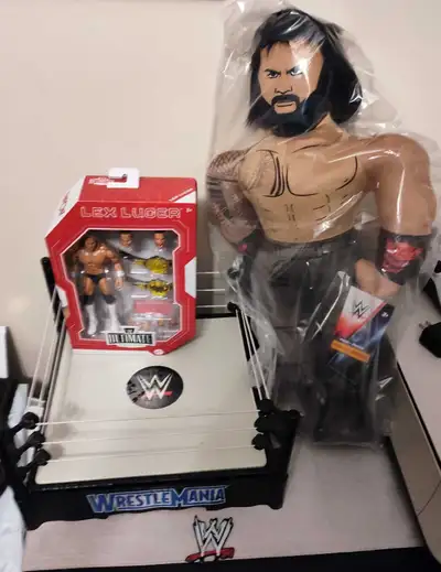WWE WrestleMania ring,brandnew Roman Reigns 23" plush,Lex Luger , View more
