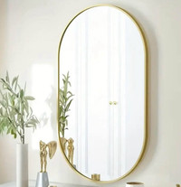 Gold Oval Bathroom Mirror, Wall Mounted Mirror, Modern Decor For