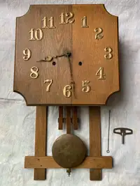 Antique OAK Arts + Craft wall clock by National Clock & Mfg Co