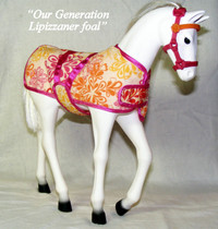 OUR GENERATION TOY HORSE, 12” with stall, blanket and harness