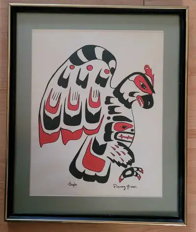 Vintage Native American Art " Eagle" Signed by Artist Danny Poon It's an original Painting not a pri...