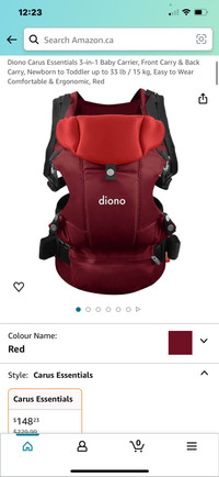 Diono Carus Essentials 3-in-1 Baby Carrier, Front Carry & Back C