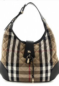 Pristine & Authentic BURBERRY quilted canvas & leather Hobo bag