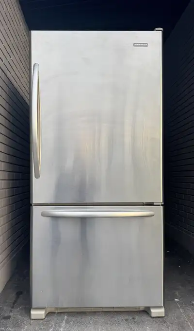 KitchenAid stainless 33” fridge - delivery , View more