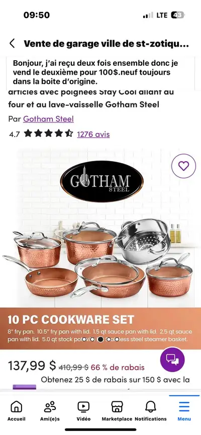 Cette batterie de cuisine de 10 pièces est votre nouveau compagnon de cuisine, offrant polyvalence e...