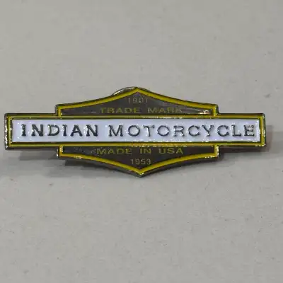 Indian Motorcycle Commemorative Bar Pin Silver with white & yellow accents • A nice piece for collec...
