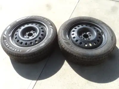 2 Goodyear all season tires with steel rims are for sale. Tires are 225/60/18. Rims are 5 holes, 4.5...
