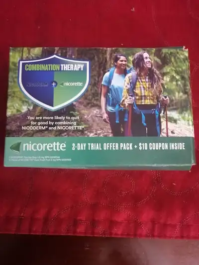 Nicorette gum pack with $10 coupon inside, View more