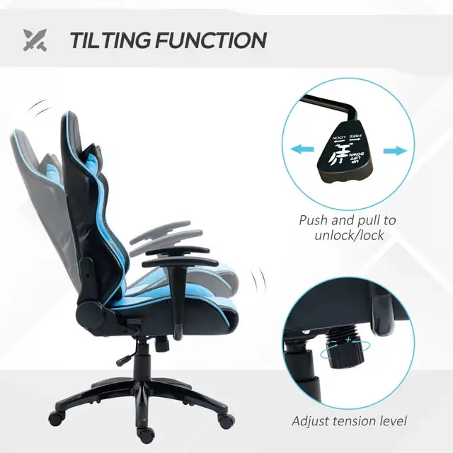 High Back Gaming Chair PU Leather Office Chair Desk Gamer Chair  in Chairs & Recliners in Markham / York Region - Image 6