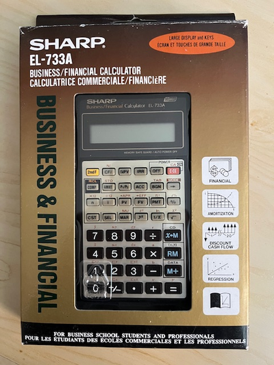 Good condition Sharp EL-733A calculator. Comes with original box, calculator cover and manual. Price...