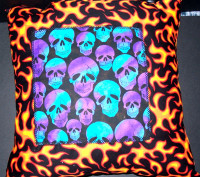2 Gothic Skulls Flames Pillows ~Handmade!