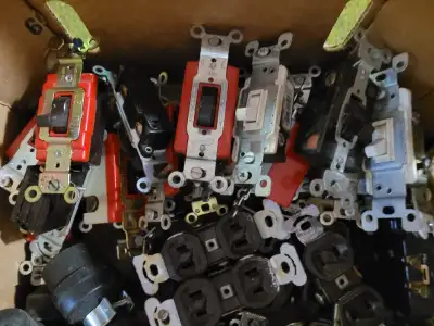 Various Electrical Parts: - Switches/Outlets: $1 Each - Cable Plugs: $1 Each - LED Pilot Lights: $10...