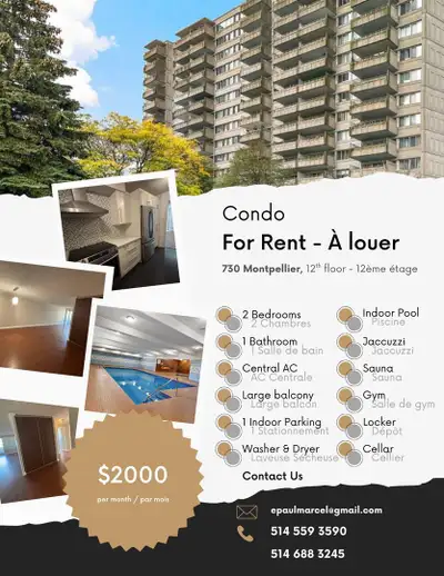 Condo 4 1/2 à louer, to rent, Ville Saint-Laurent