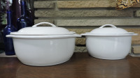 Set 2 Corelle Coordinates White Stoneware Round Casserole Dishes