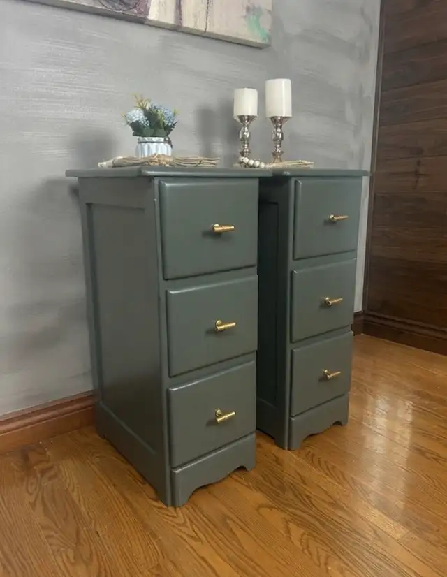 solid wood pair of tall/narrow nightstands 
