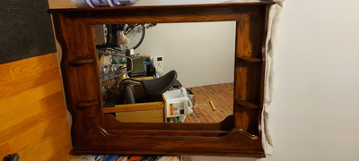 Antique Wood Fireplace Mantle Mirror, View more