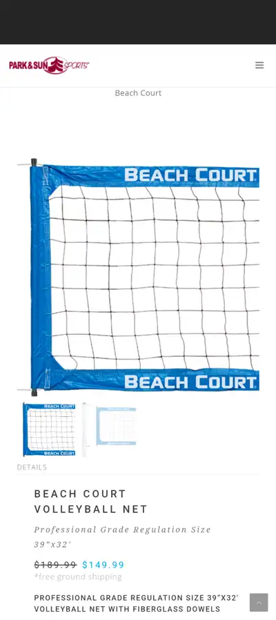 Park and Sun professional grade regulation size volleyball net for sale. Great quality, unfortunatel...