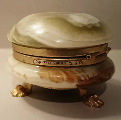 Vintage G.S.E. Ottone Garantito Onyx Marble  Jewelry Trinket Box, View more